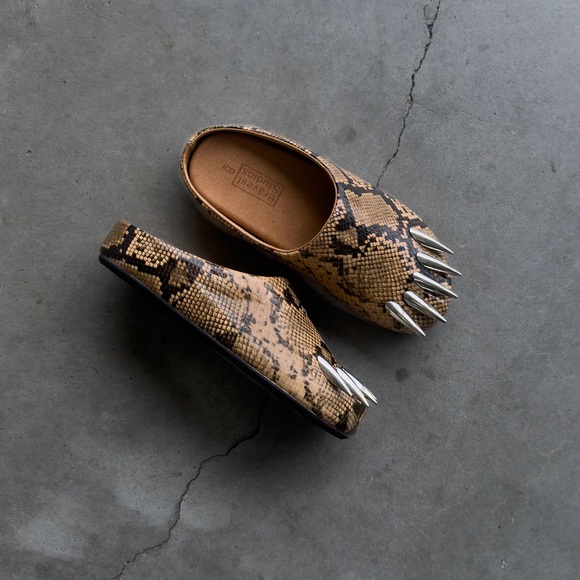 Snakeskin Claw Mules - Picture 2 of 4